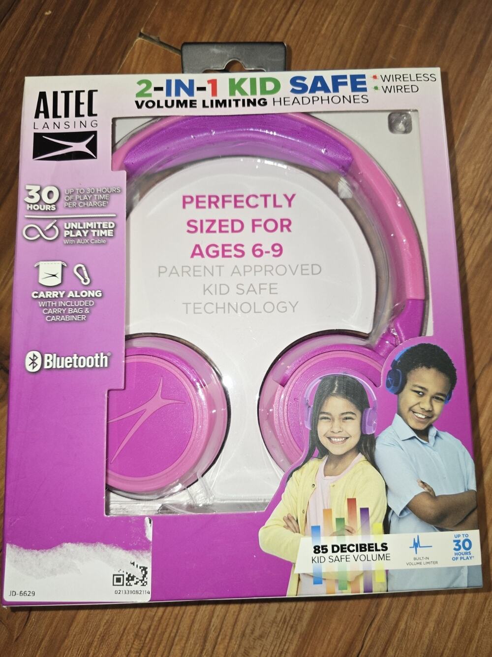 Altec Lansing Kid Safe 2-in-1 Bluetooth Wireless Headphones - Pink S18